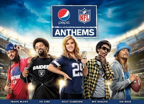 NFL Anthems Singers Kid Rock, Kelly Clarkson, Ice Cube, Wiz Khalifa And Travie McCoy