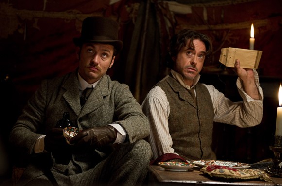 Jude Law and Robert Downey Jr in 'Sherlock Holmes: A Game of Shadows'