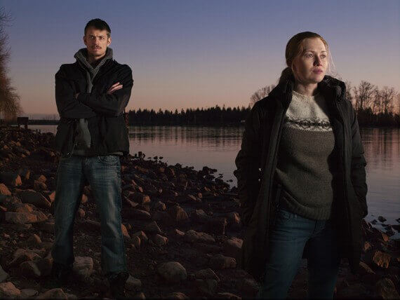 Joel Kinnaman and Mireille Enos in The Killing