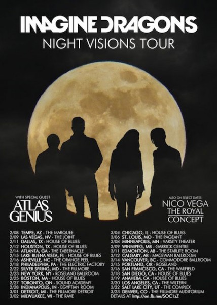 Imagine Dragons Night Visions Tour Details