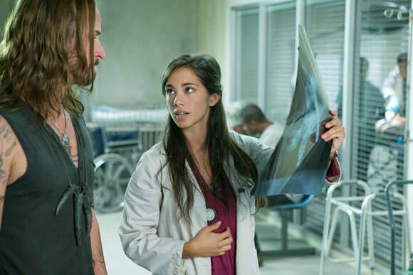 Colin Cunningham and Seychelle Gabriel in Falling Skies season three