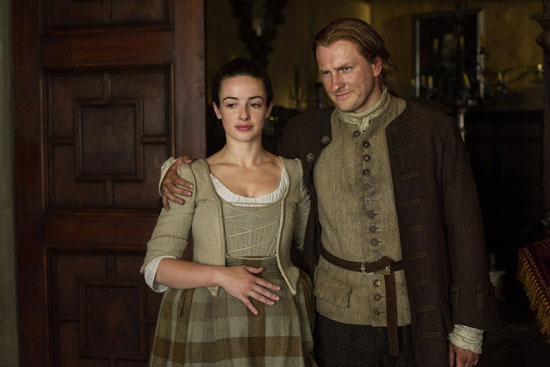 Steven Cree and Laura Donnelly in Outlander