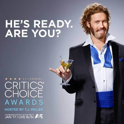 TJ Miller Hosts Critics' Choice Awards