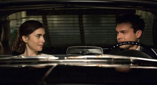 Lily Collins and Alden Ehrenreich in Rules Don't Apply