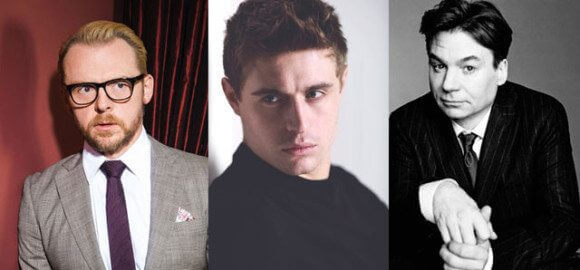Simon Pegg, Max Irons and Mike Myers