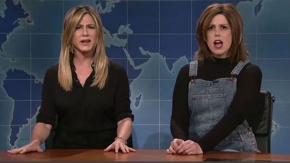 Jennifer Aniston and Vanessa Bayer on SNL