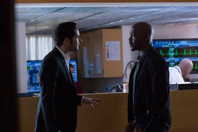Tom Ellis and DB Woodside in 'Lucifer' (Photo by Michael Courtney / Fox)