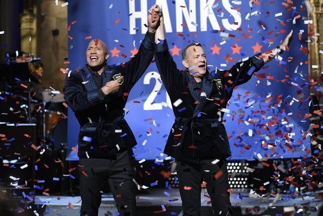 Saturday Night Live Dwayne Johnson and Tom Hanks