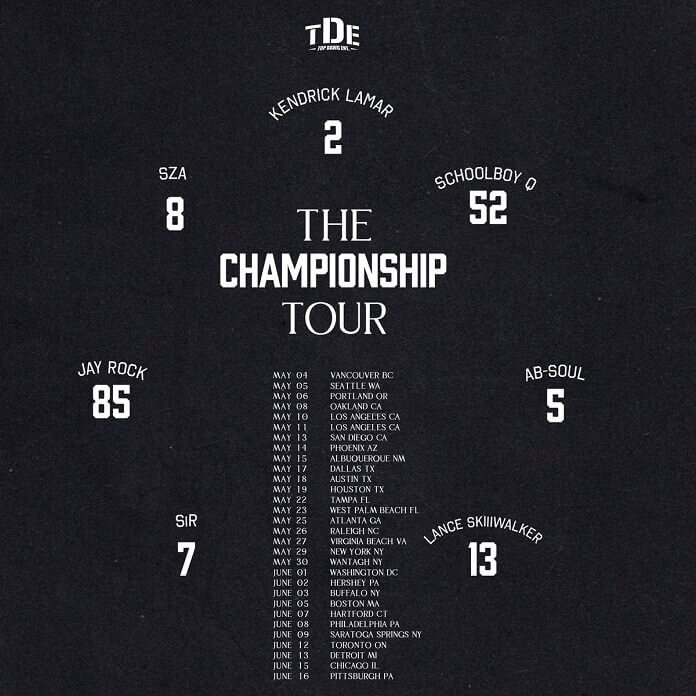Kendrick Lamar, SZA and More 'TDE The Championship Tour' Details