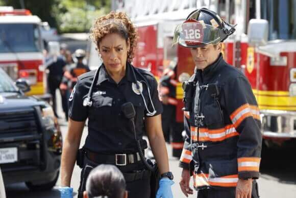 9-1-1 Lone Star Gina Torres and Rob Lowe