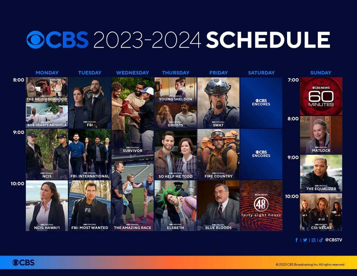 CBS 20232024 Primetime Schedule 3 New Dramas and a New Comedy
