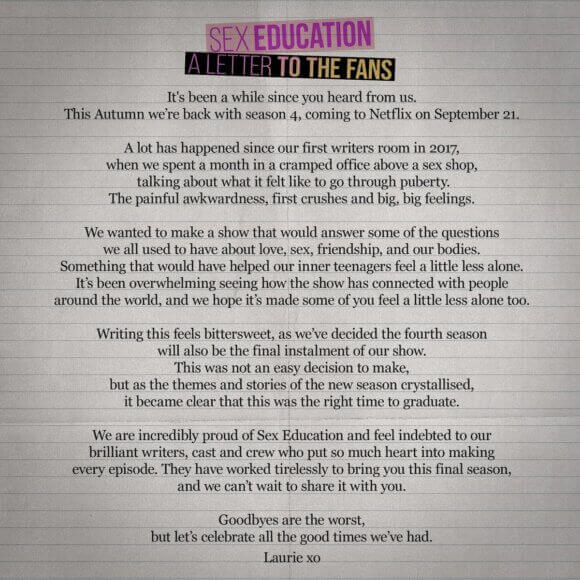 Sex Education Season 4 Final Season Letter