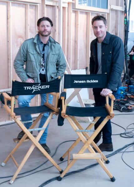 Jensen Ackles and Justin Hartley on the Tracker set