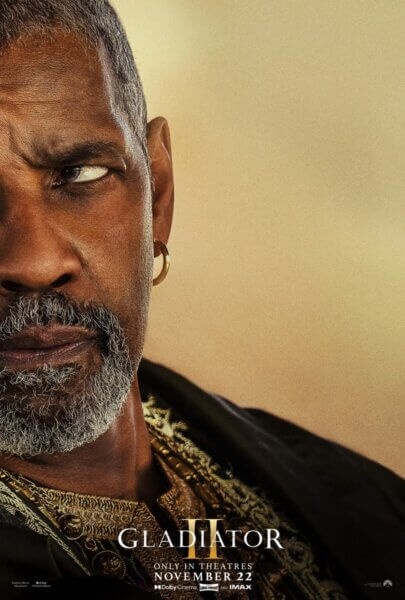 Denzel Washington as Macrinus in Gladiator II
