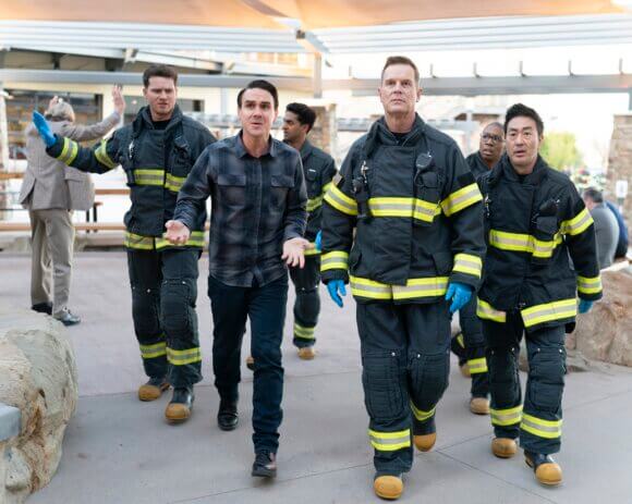 Oliver Stark, Peter Krause, Aisha Hinds, and Kenneth Choi