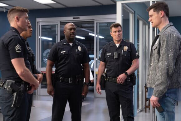 Eric Winter, Deric Augustin, Nathan Fillion, Richard T Jones and Flula Borg