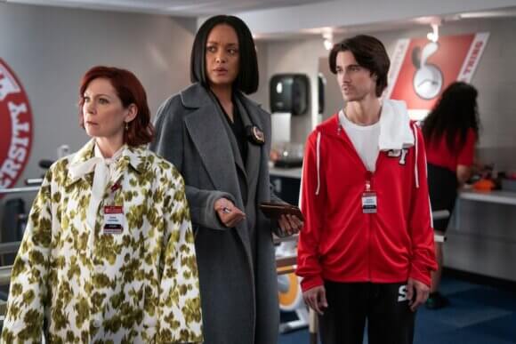 Carrie Preston, Britne Oldford and Sam Ashby