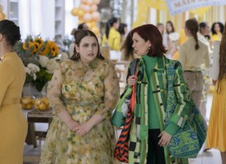 Beanie Feldstein Guest Stars on Elsbeth Season 3 Episode 15 Elsbeth Season 3 Episode 15 Beanie Feldstein and Carrie Preston
