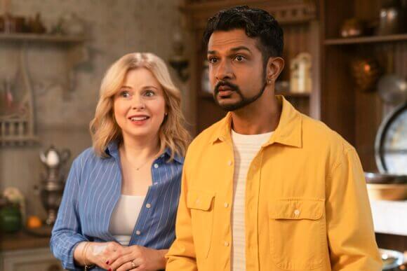 Rose McIver as Samantha and Utkarsh Ambudkar as Jay