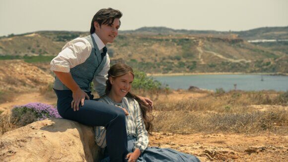 Louis Partridge and Millie Bobby Brown