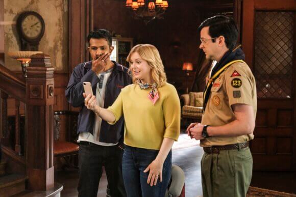 Utkarsh Ambudkar, Rose McIver and Richie Moriarty