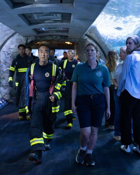 Anirudh Pisharody, Kenneth Choi and Aisha Hinds in season 10 episode 1
