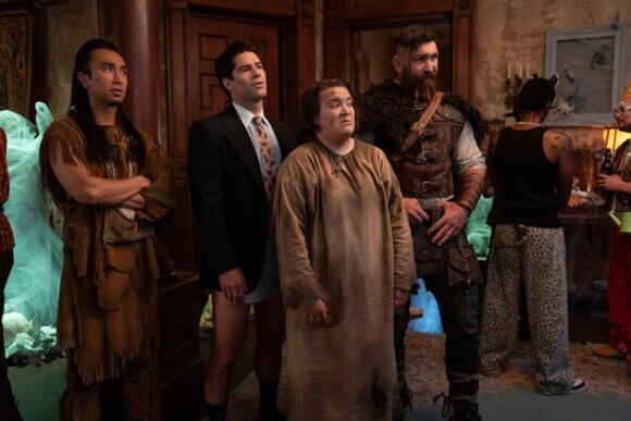 Román Zaragoza as Sasappis, Asher Grodman as Trevor, Betsy Sodaro as Nancy, and Devan Chandler Long in Halloween 6